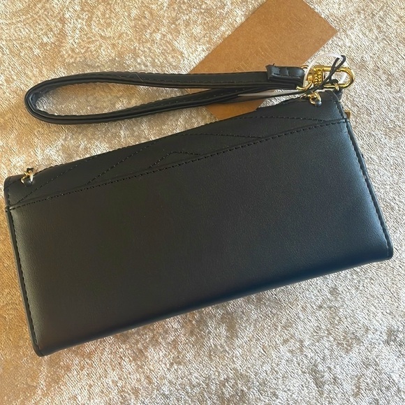 Brand New Steve Madden Black Wristlet Trifold Wallet w/ Gold Tone Chain Accents - Picture 9 of 16